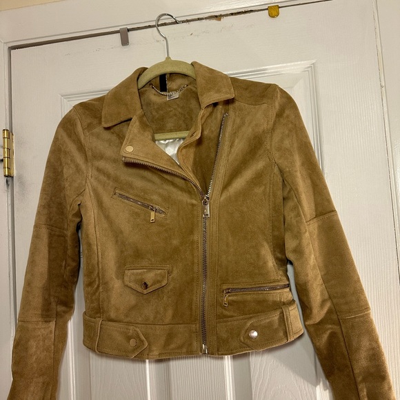 Gold zip camel suede jacket ✨ - Picture 5 of 7